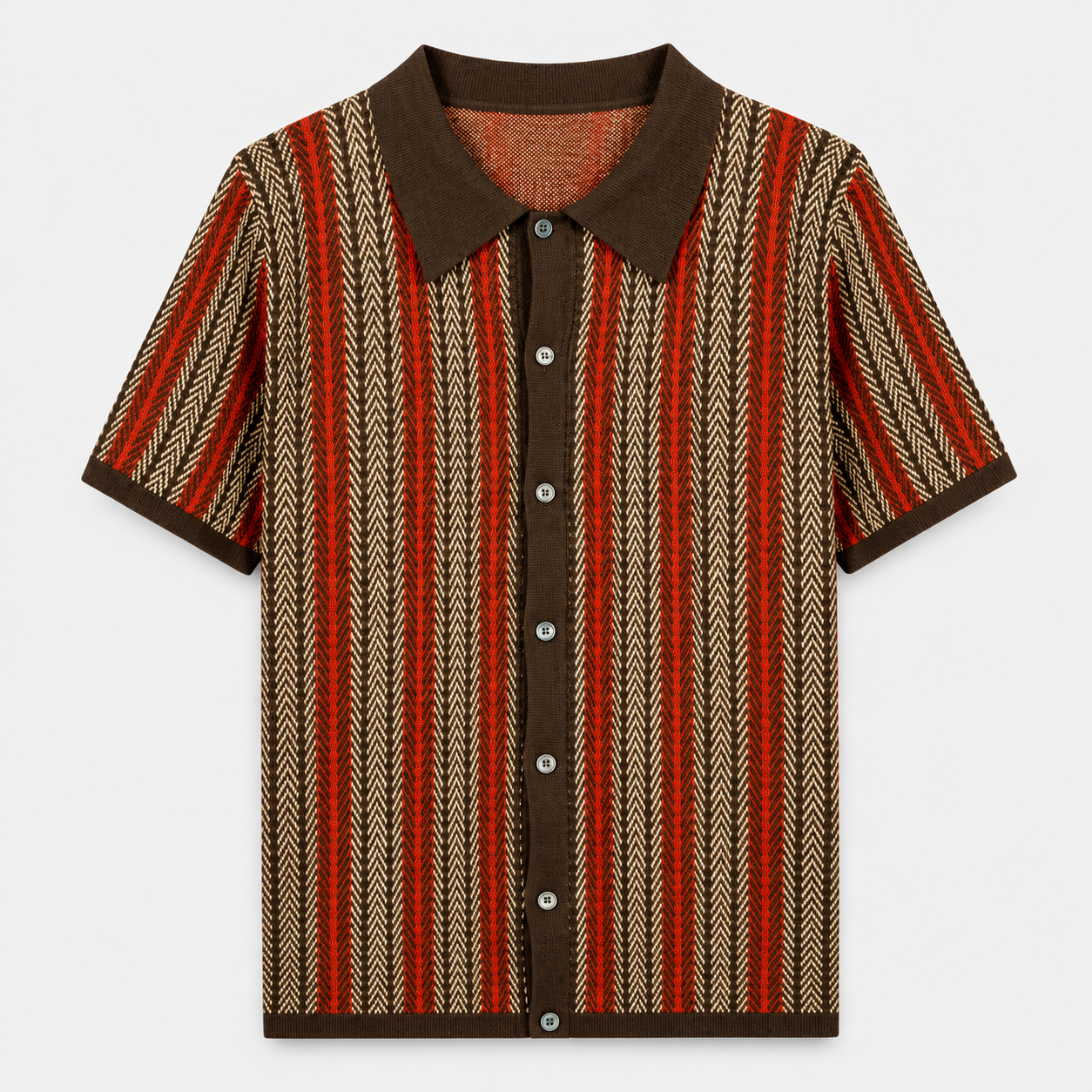 LUNAPA | Men’s Vertical-Stripe Knit Polo Shirt