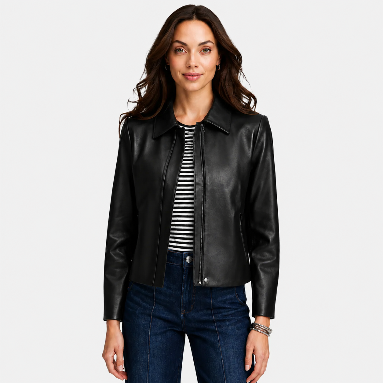 LUNAPA | Women’s Luxe Faux Leather Zip Jacket