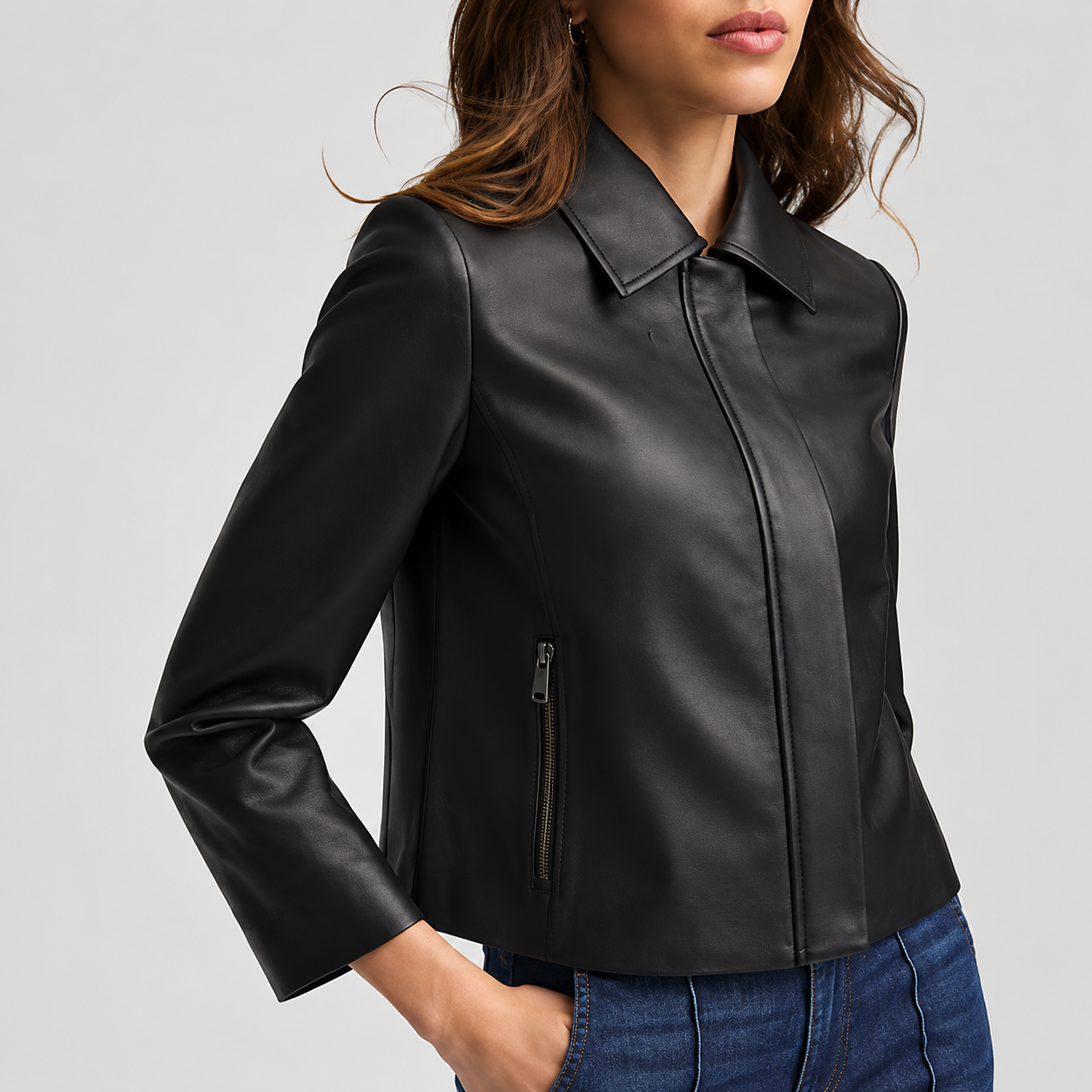 LUNAPA | Women’s Luxe Faux Leather Zip Jacket