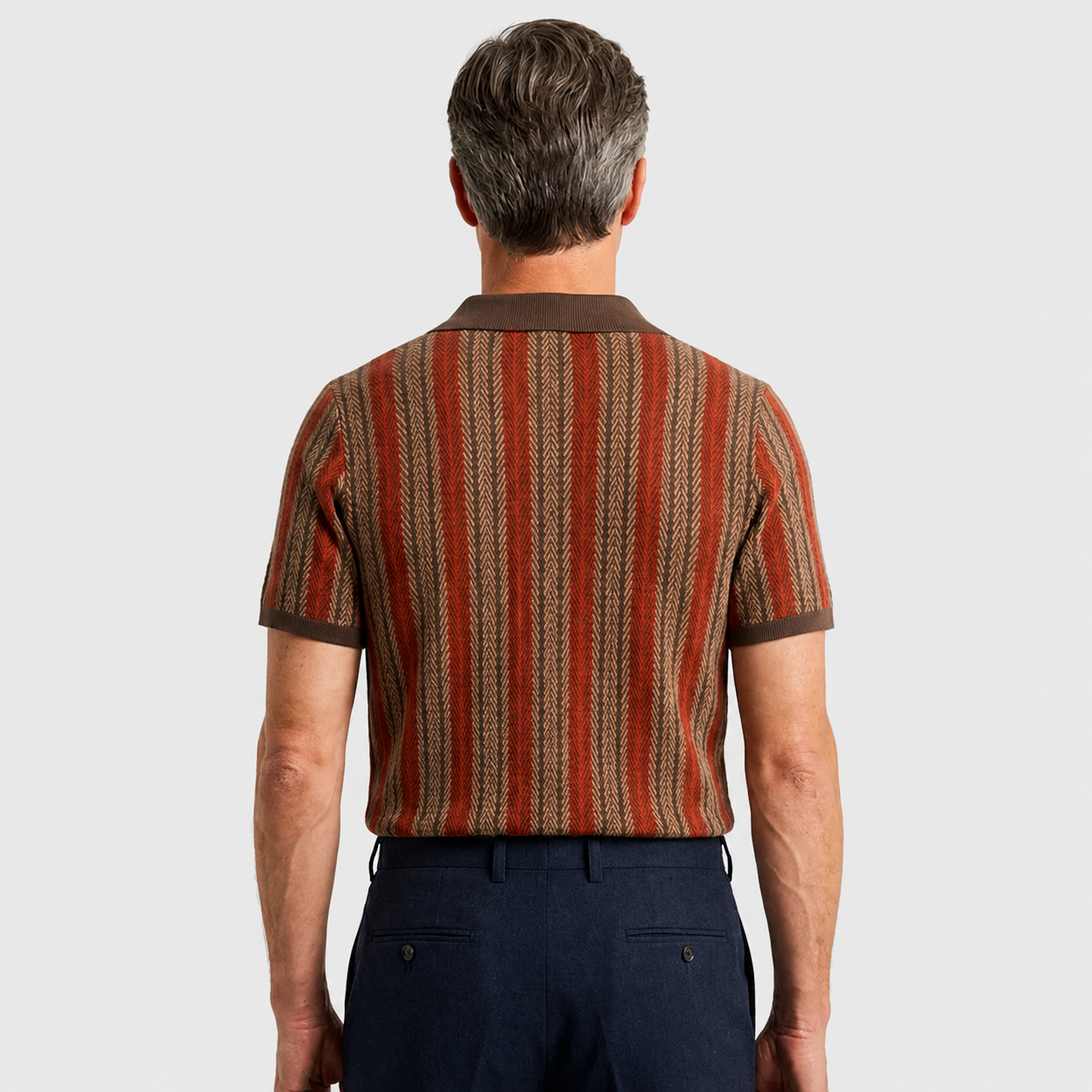 LUNAPA | Men’s Vertical-Stripe Knit Polo Shirt