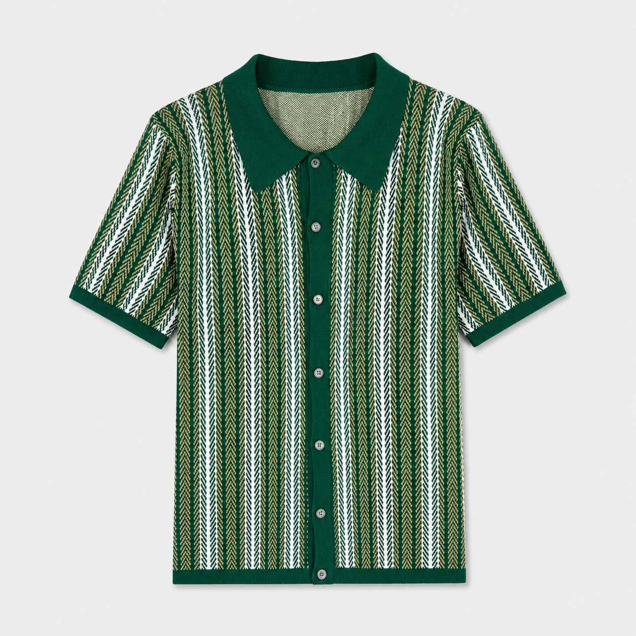 LUNAPA | Men’s Vertical-Stripe Knit Polo Shirt