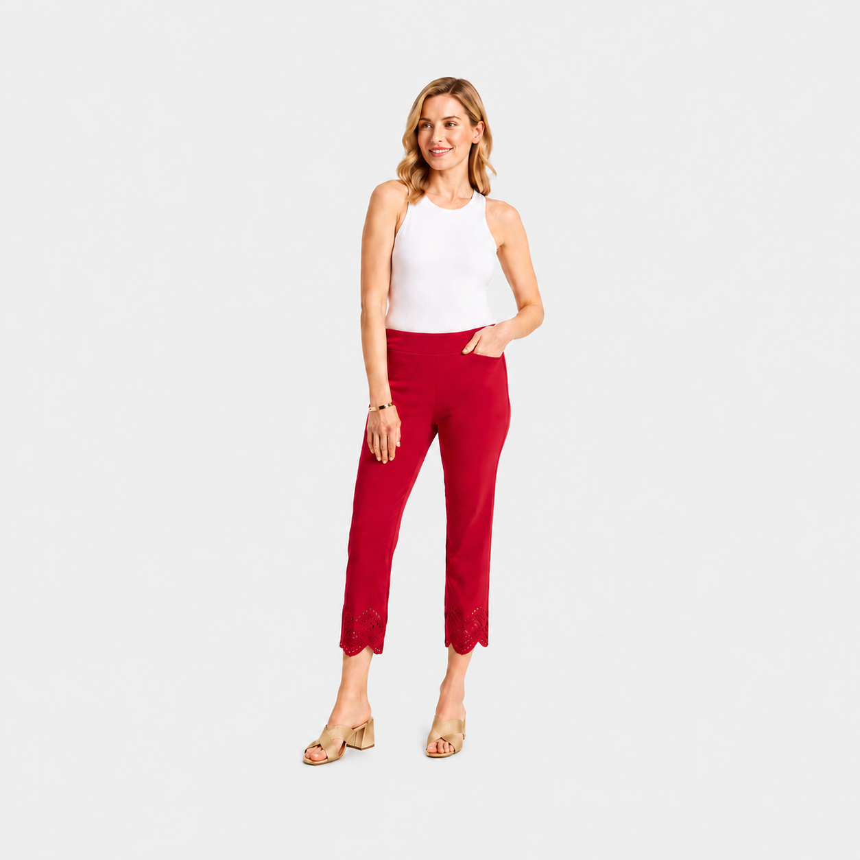 LUNAPA | Women’s Brigitte Slim Scalloped Ankle Pants